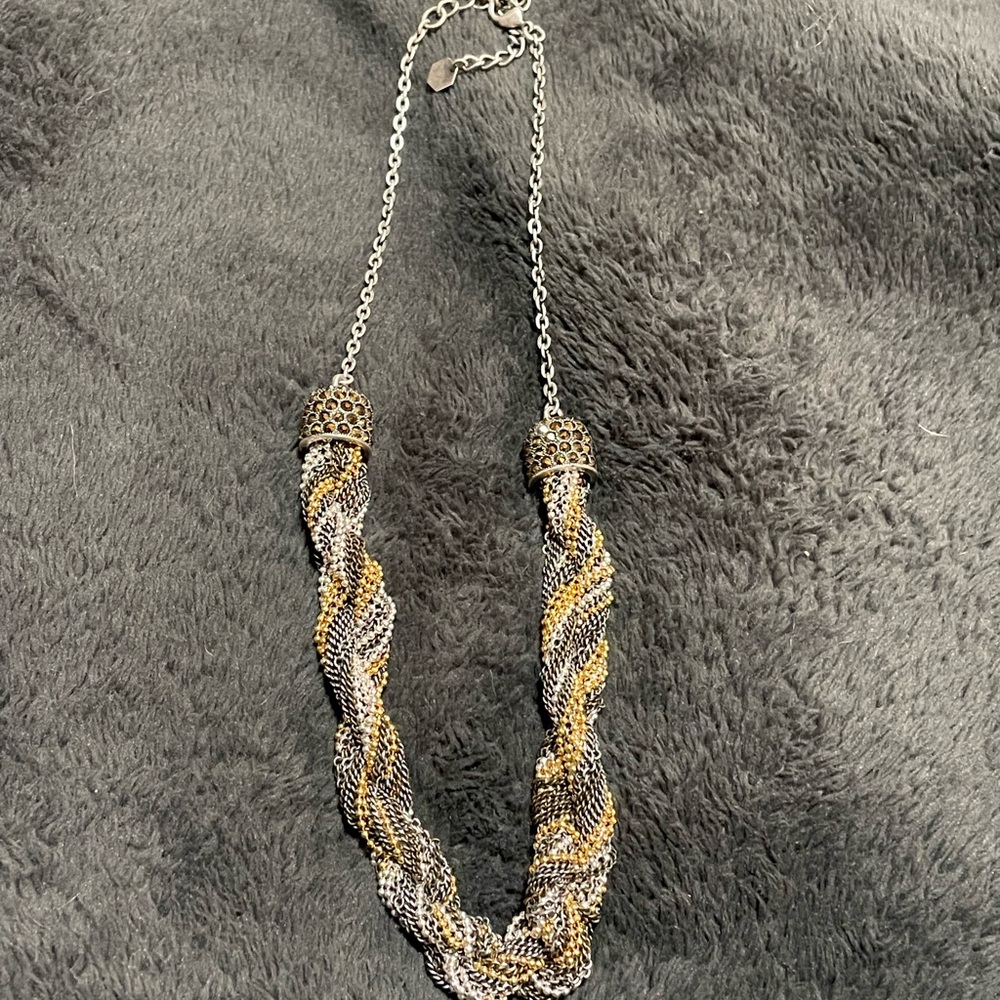 Elegant Gold and Silver Braided Necklace